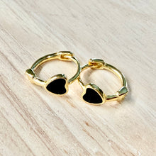 Load image into Gallery viewer, Enamel Heart Huggie Hoop Earrings 275