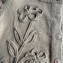 Load image into Gallery viewer, Tan Floral Short Sleeve Cardigan Knit Top