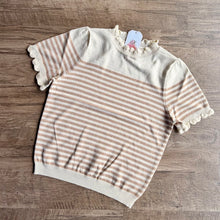 Load image into Gallery viewer, Striped Lightweight Scallop Edge Sweater Top