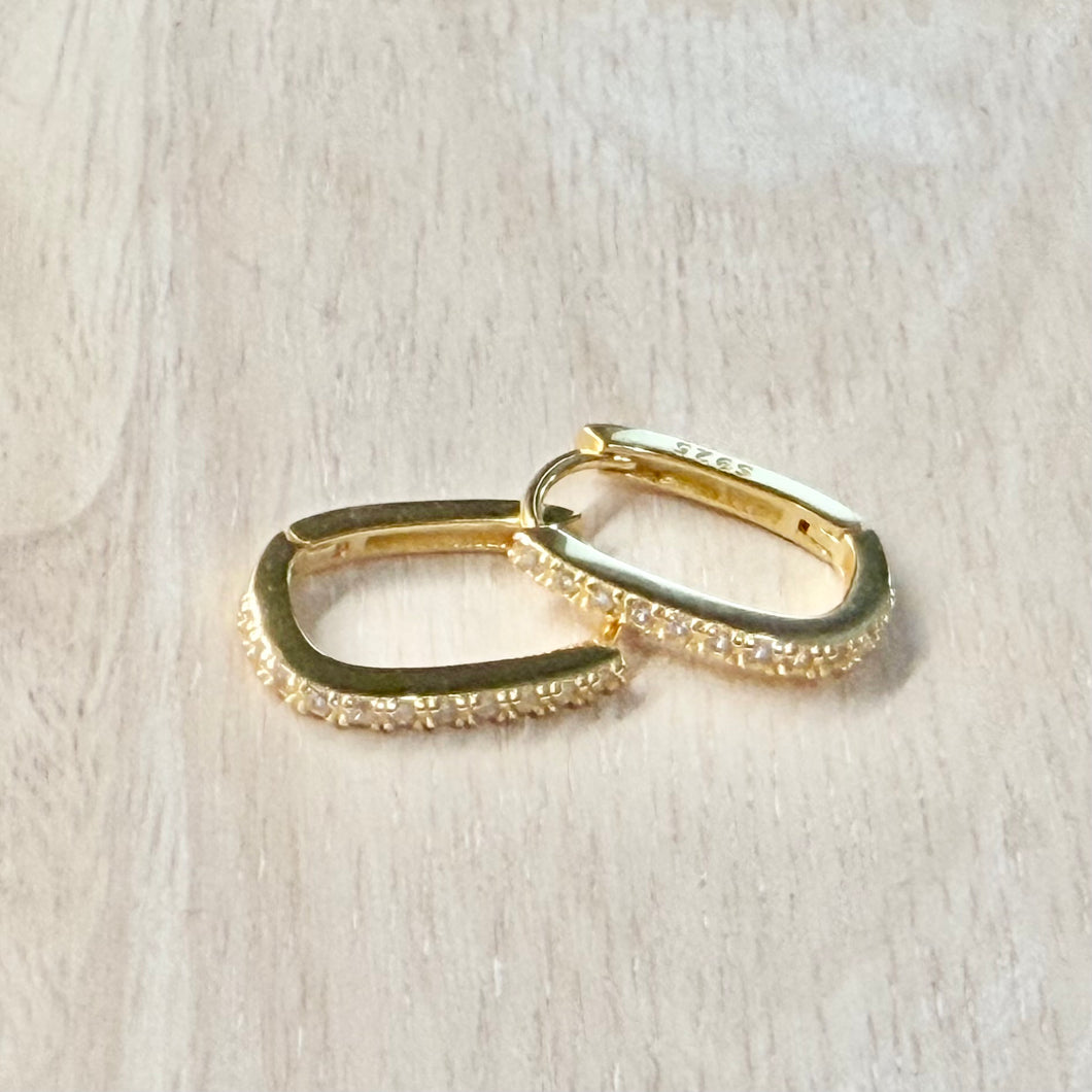 Pave Diamond Rectangle Hoop Earrings 284