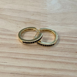 16mm Black Huggie Hoop Earrings 265