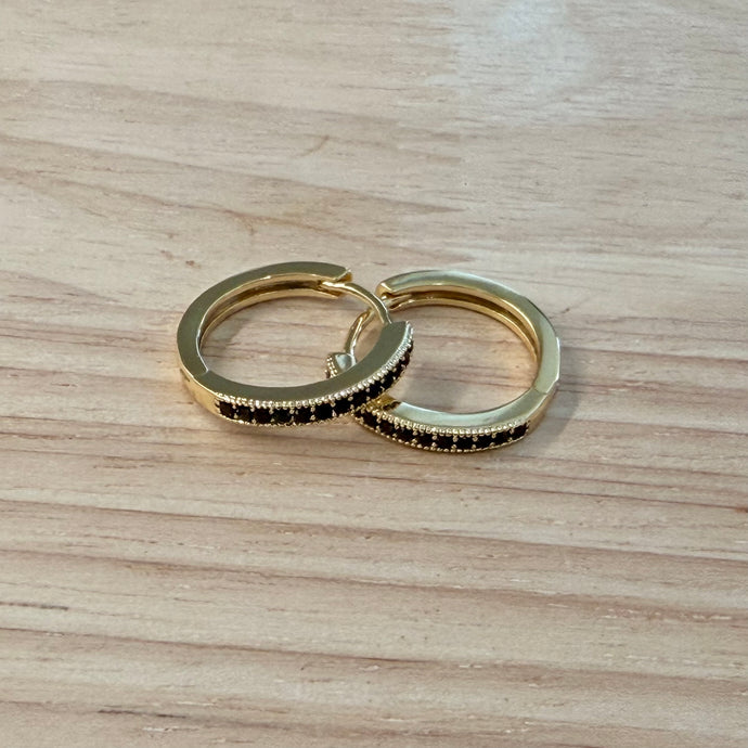 16mm Black Huggie Hoop Earrings 265