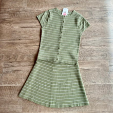 Load image into Gallery viewer, Green Stripe Knit Button Down Top