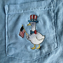 Load image into Gallery viewer, Embroidered Patriotic Goose Pocket Tee