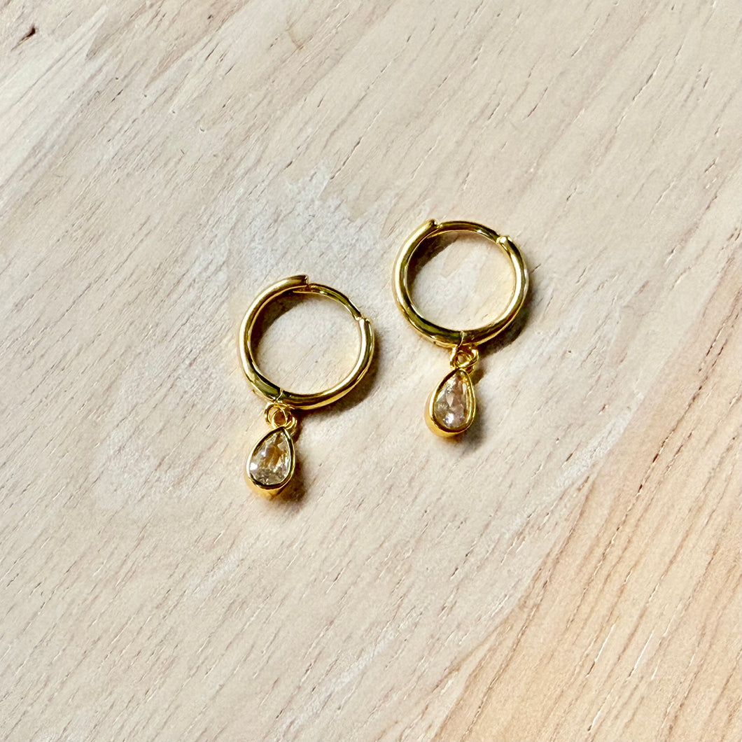 Crystal Teardrop Dangle Huggie Earrings 279
