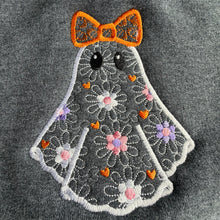 Load image into Gallery viewer, Youth Embroidered Lace Flower Ghost Sweatshirt