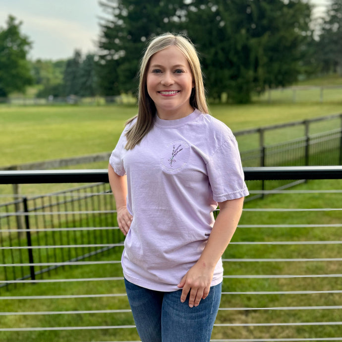 Embroidered Lavender Tee