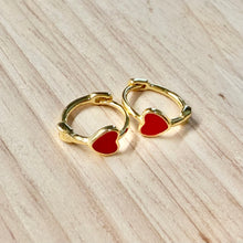 Load image into Gallery viewer, Enamel Heart Huggie Hoop Earrings 275