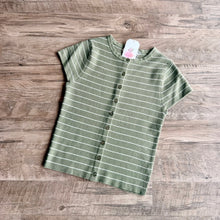 Load image into Gallery viewer, Green Stripe Knit Button Down Top