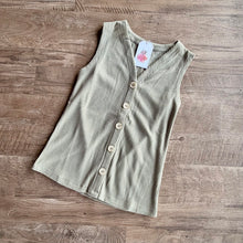 Load image into Gallery viewer, Sage Button Up Ribbed Knit Vest