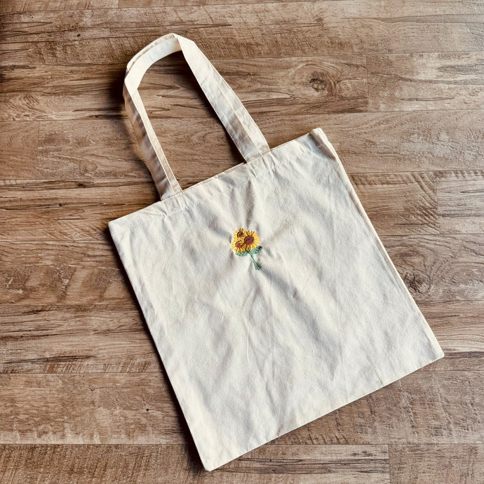 Embroidered Sunflower Tote