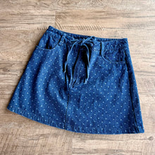 Load image into Gallery viewer, Denim Polkadot Mini Skirt