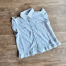 Load image into Gallery viewer, Light Blue Striped Ruffle Blouse