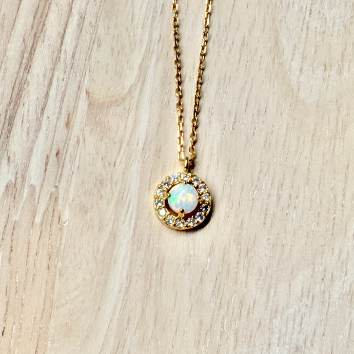 Opal Halo Pendant Necklace 283