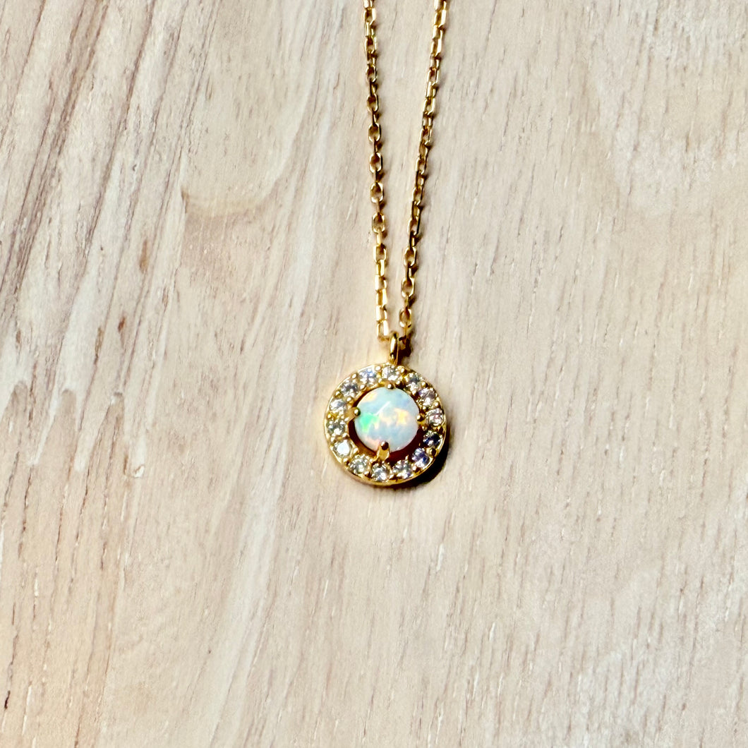 Opal Halo Pendant Necklace 283