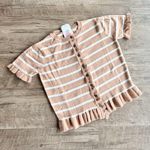 Load image into Gallery viewer, Short Sleeve Striped Cardigan Sweater Top