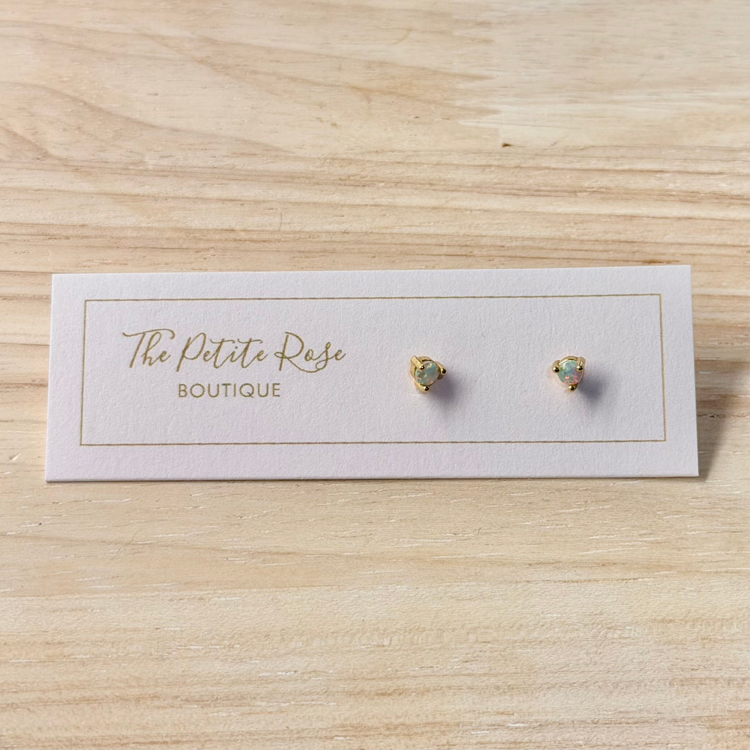 Tiny Opal Screw-back Stud Earrings 286