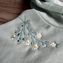 Load image into Gallery viewer, Embroidered Floral Shoulder Hoodie